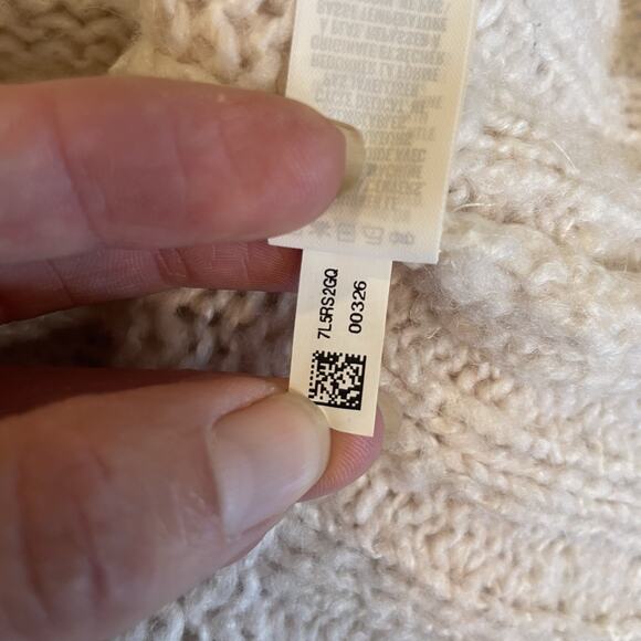 Aerie Sweater Size S Boxy Style Open Weave Crew Neck Ivory Wool/Alpaca Blend - Picture 6 of 8